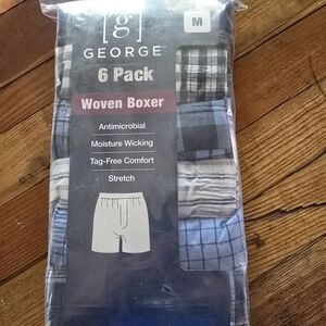 George Men's Woven Boxers 6 Pack - Black, Gray, Blue